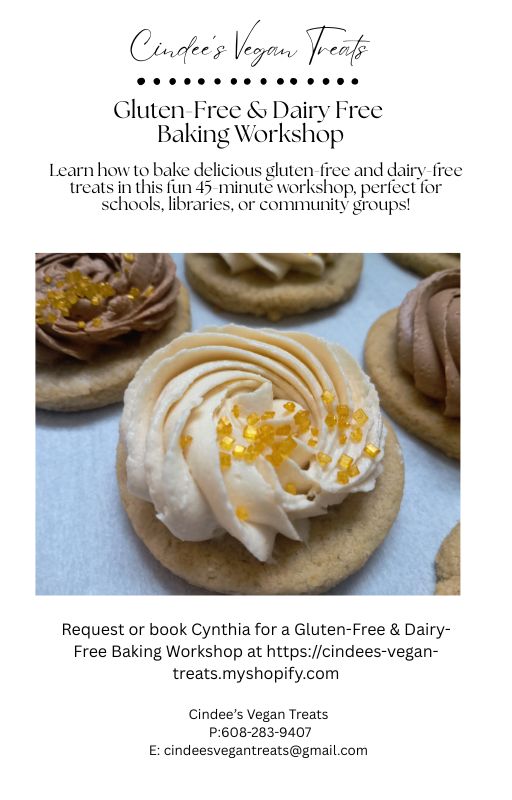 Cindee's Vegan Treats Gluten-Free Baking Workshop – 45 Minutes (In-Person or Zoom)