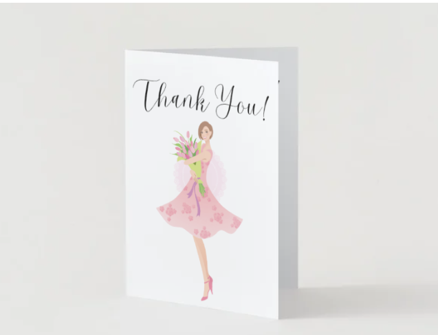 Thank You - Classy Lady Greeting Card! 5" X  7" Card for Family or Friends.