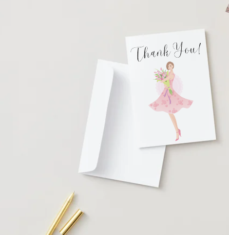 Thank You - Classy Lady Greeting Card! 5" X  7" Card for Family or Friends.