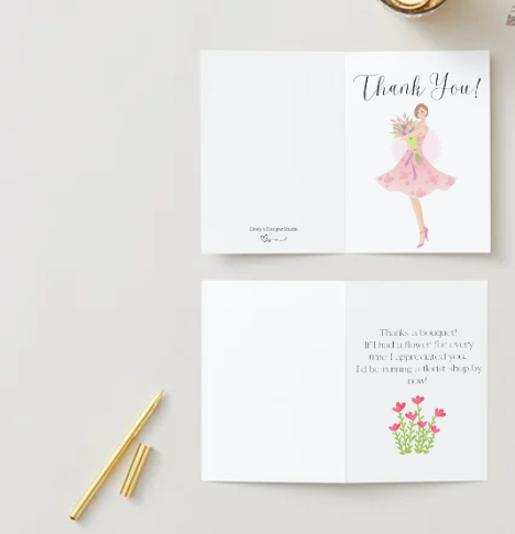Thank You - Classy Lady Greeting Card! 5" X  7" Card for Family or Friends.